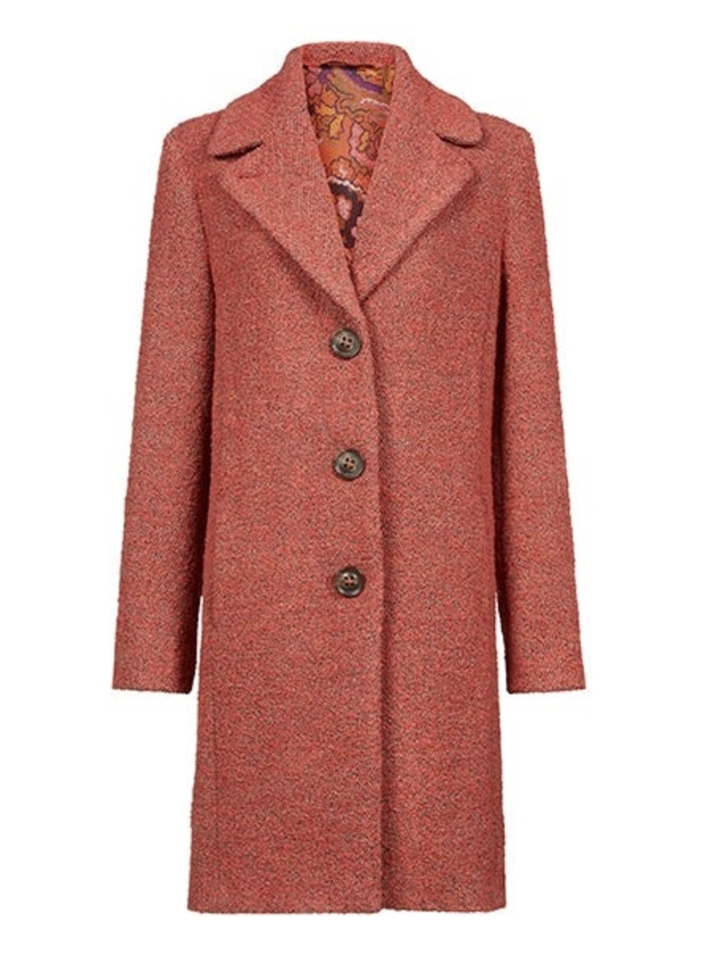 Oilily Claire Coral Pink Bouclé Wool Alpaca Coat XS